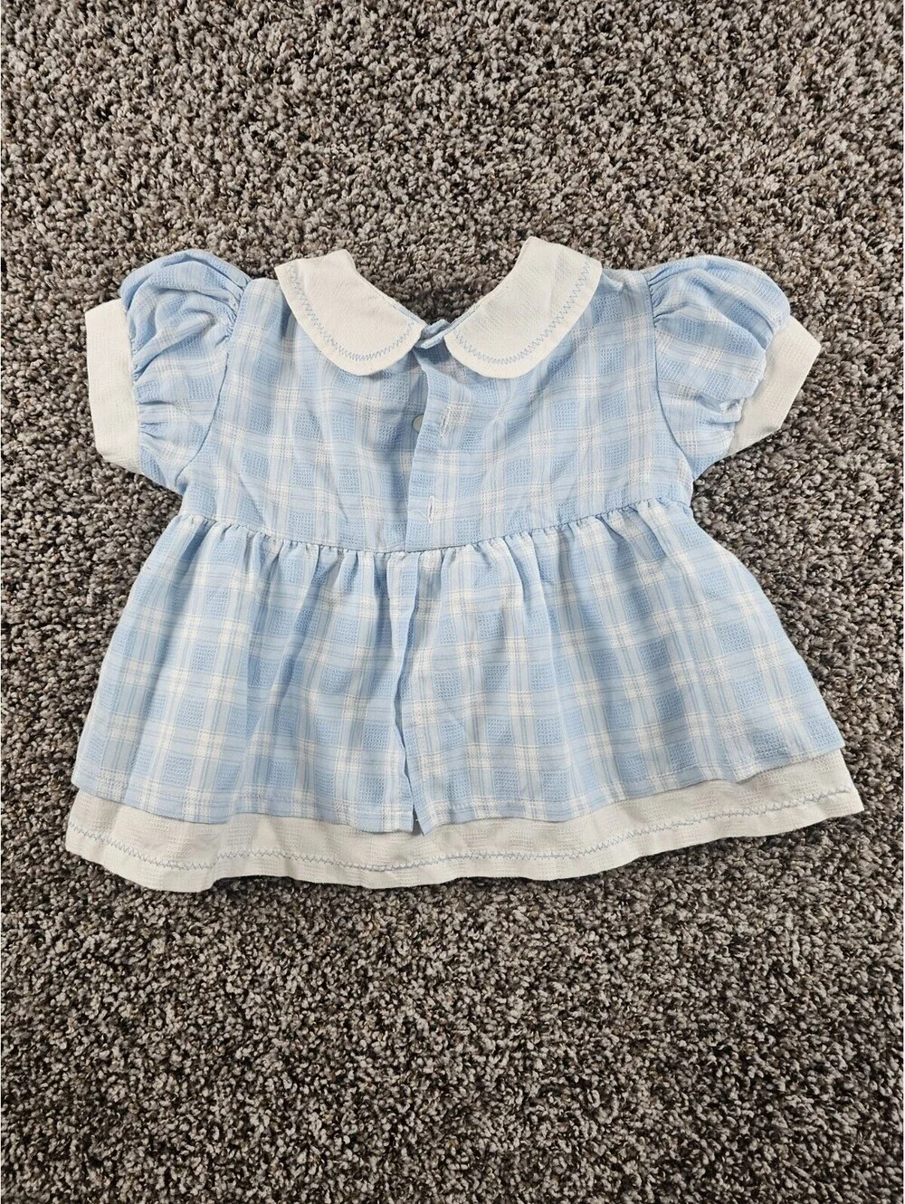 Vtg Baby Girls Sz 24M Short Sleeve Dress Blue White Kitty Cat Front